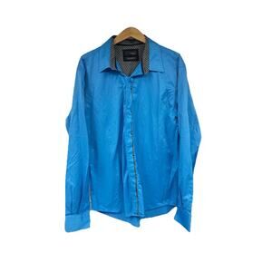 Eight X Premium Bright Vivid Blue Men’s‎ Dress Button Up Shirt Size XXL